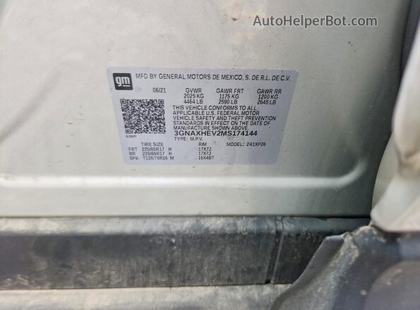 3GNAXHEV2MS174144 2021 CHEVROLET EQUINOX Silver 