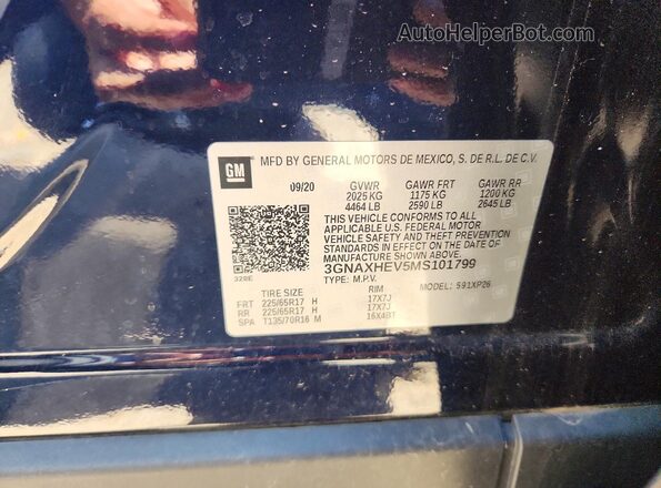 3GNAXHEV5MS101799 2021 CHEVROLET EQUINOX Black Շարժիչի բաժամունքի տեսք