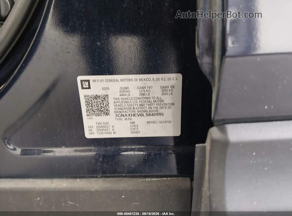 3GNAXHEV6LS640995 2020 CHEVROLET EQUINOX Blue Շարժիչի բաժամունքի տեսք