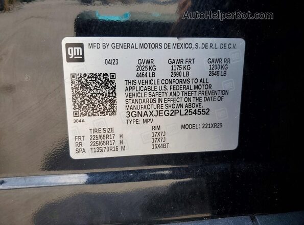 3GNAXJEG2PL254552 2023 CHEVROLET EQUINOX Black 