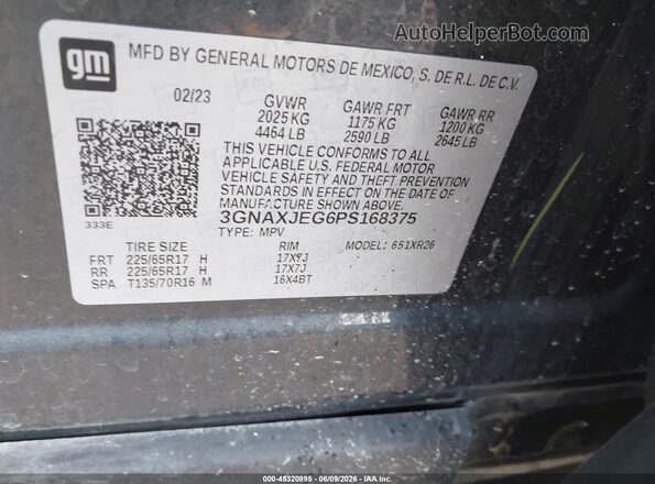 3GNAXJEG6PS168375 2023 CHEVROLET EQUINOX Blue Вид підкапотного простору
