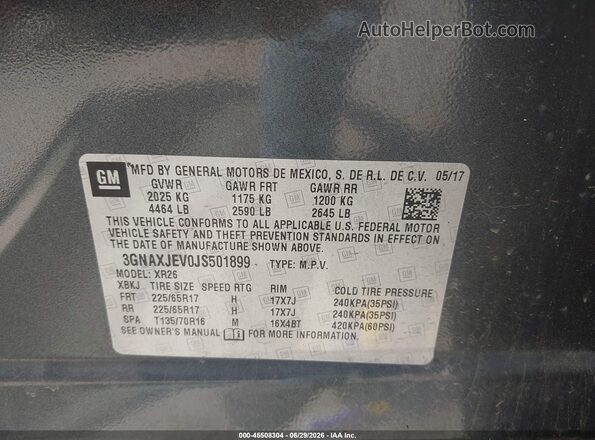 3GNAXJEV0JS501899 2018 CHEVROLET EQUINOX Gray Engine compartment view