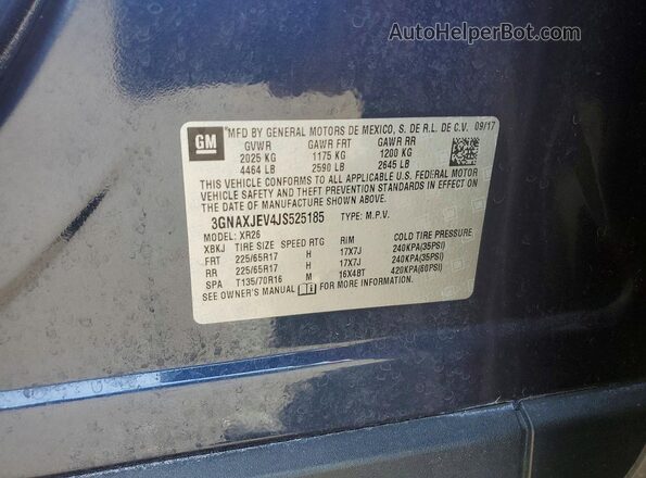 3GNAXJEV4JS525185 2018 CHEVROLET EQUINOX Gray VIN sticker view