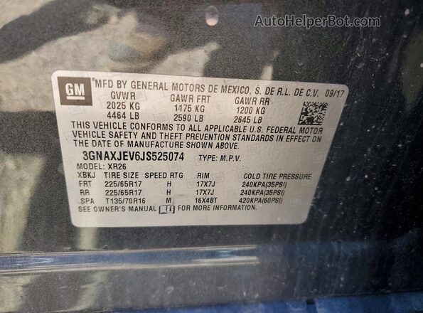 3GNAXJEV6JS525074 2018 CHEVROLET EQUINOX Charcoal Vista de la etiqueta del VIN