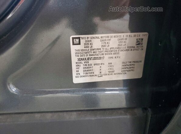 3GNAXJEV7JS552817 2018 CHEVROLET EQUINOX Gray Вид наклейки з VIN-кодом