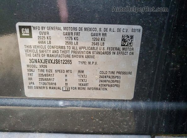 3GNAXJEVXJS612265 2018 CHEVROLET EQUINOX Gray 