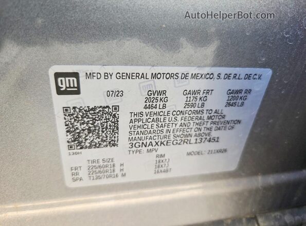 3GNAXKEG2RL137451 2024 CHEVROLET EQUINOX Gray 
