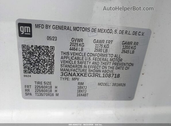 3GNAXKEG3RL108718 2024 CHEVROLET EQUINOX White Вид підкапотного простору