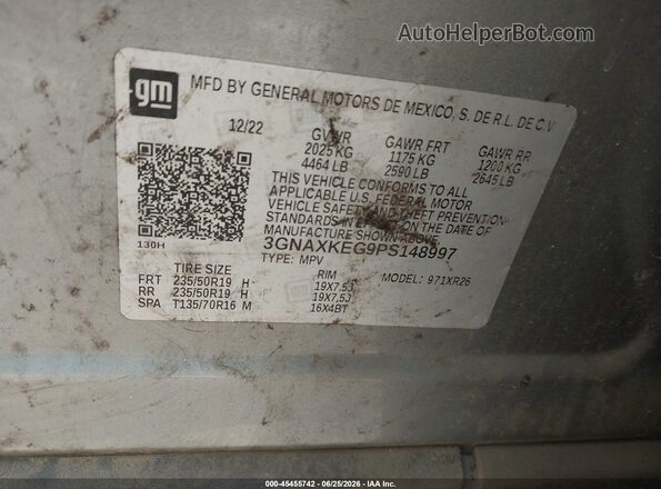 3GNAXKEG9PS148997 2023 CHEVROLET EQUINOX Gray Widok komory silnika