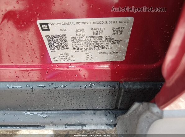 3GNAXKEV6LL102885 2020 CHEVROLET EQUINOX Red Вид підкапотного простору
