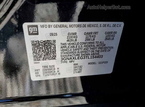 3GNAXLEG3TL154403 2026 CHEVROLET EQUINOX Black Engine compartment view