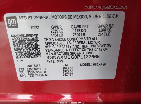 3GNAXMEG0PL137666 2023 CHEVROLET EQUINOX Red Widok komory silnika