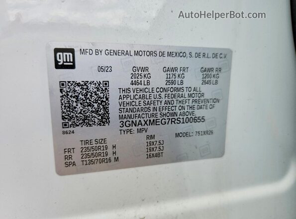 3GNAXMEG7RS100655 2024 CHEVROLET EQUINOX White 