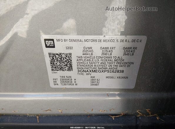 3GNAXMEGXPS162838 2023 CHEVROLET EQUINOX Silver Շարժիչի բաժամունքի տեսք