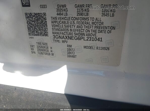 3GNAXNEG6PL231041 2023 CHEVROLET EQUINOX White Vista del compartimento del motor