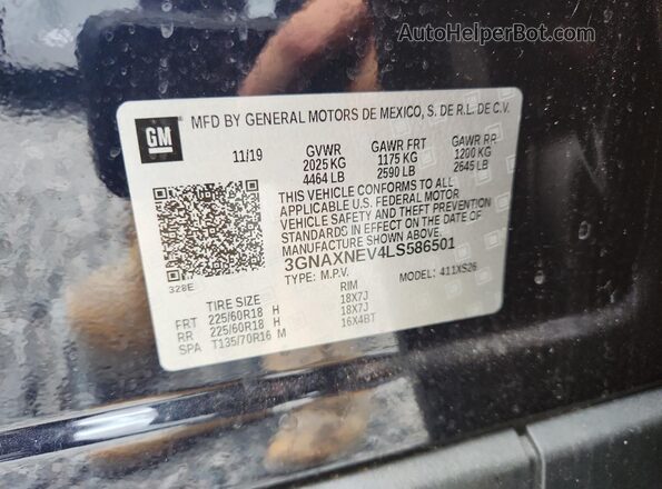 3GNAXNEV4LS586501 2020 CHEVROLET EQUINOX Blue VIN կոդի պիտակի տեսք