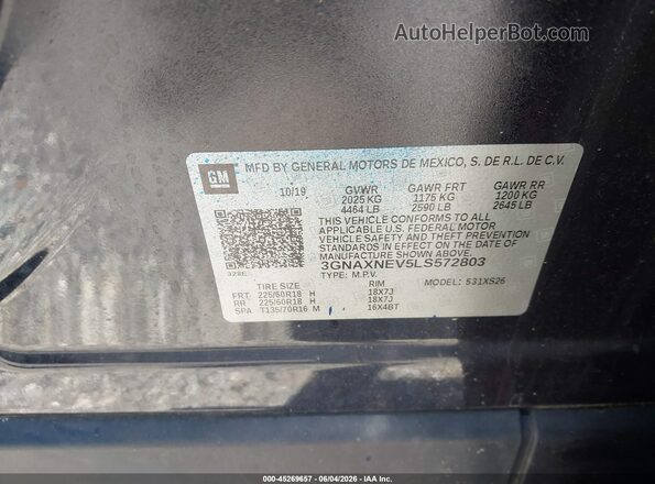 3GNAXNEV5LS572803 2020 CHEVROLET EQUINOX Dark Blue Вид подкапотного пространства