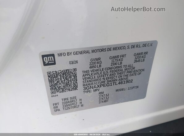 3GNAXPEG1TL461902 2026 CHEVROLET EQUINOX White ძრავის განყოფილების ხედი