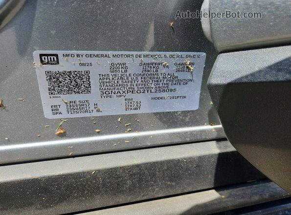 3GNAXPEG2TL258095 2026 CHEVROLET EQUINOX Серебряный 