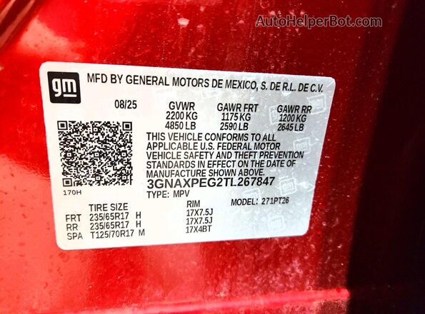 3GNAXPEG2TL267847 2026 CHEVROLET EQUINOX Red 