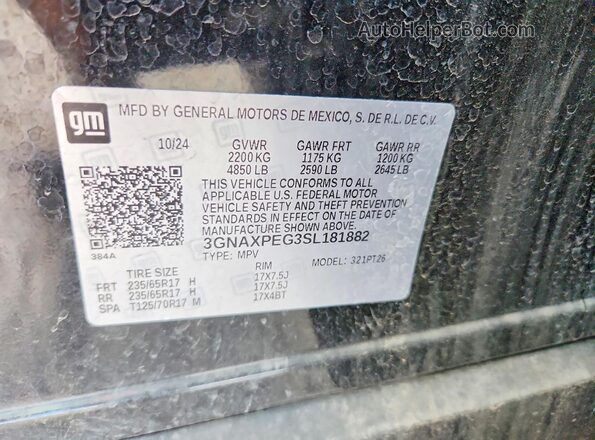 3GNAXPEG3SL181882 2025 CHEVROLET EQUINOX Black VIN sticker view