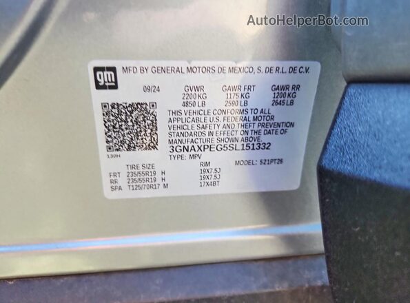 3GNAXPEG5SL151332 2025 CHEVROLET EQUINOX Silver Widok komory silnika
