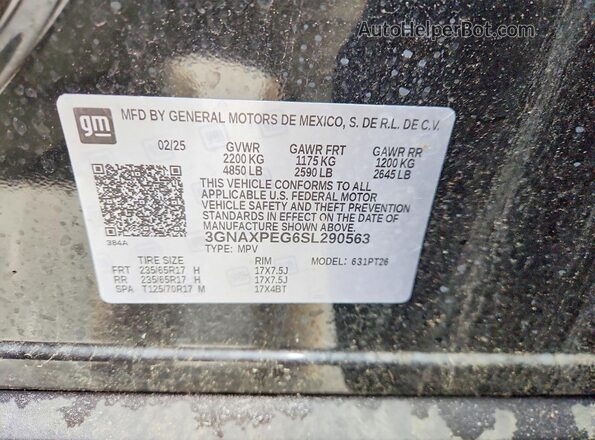 3GNAXPEG6SL290563 2025 CHEVROLET EQUINOX Black Widok wnętrza 360 stopni