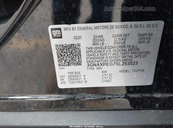 3GNAXPEG7SL253523 2025 CHEVROLET EQUINOX Black Вид підкапотного простору