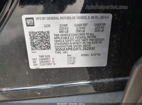 3GNAXPEG9TL352930 2026 CHEVROLET EQUINOX Black Շարժիչի բաժամունքի տեսք