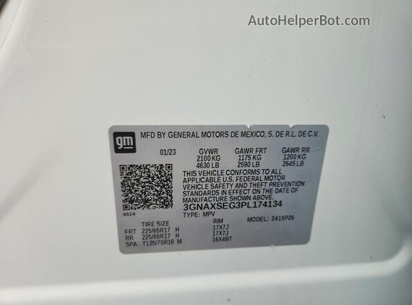 3GNAXSEG3PL174134 2023 CHEVROLET EQUINOX White 