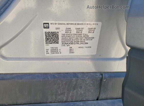 3GNAXSEG7RL241384 2024 CHEVROLET EQUINOX Серебряный 