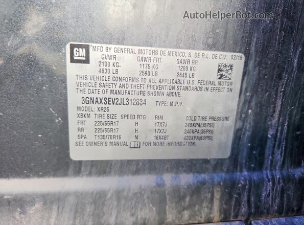 3GNAXSEV2JL312834 2018 CHEVROLET EQUINOX Charcoal 