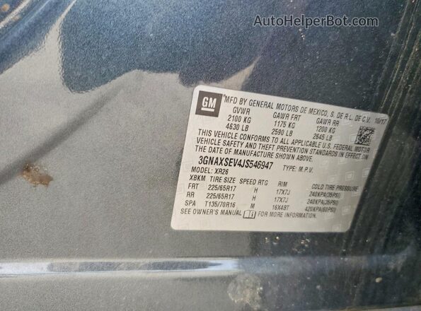 3GNAXSEV4JS546947 2018 CHEVROLET EQUINOX Gray VIN კოდის სტიკერის ხედი