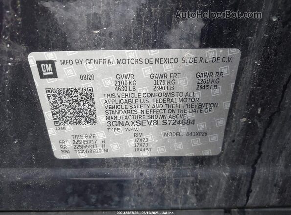 3GNAXSEV8LS724684 2020 CHEVROLET EQUINOX Dark Blue Շարժիչի բաժամունքի տեսք