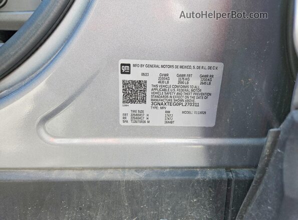 3GNAXTEG0PL270311 2023 CHEVROLET EQUINOX Gray VIN sticker view