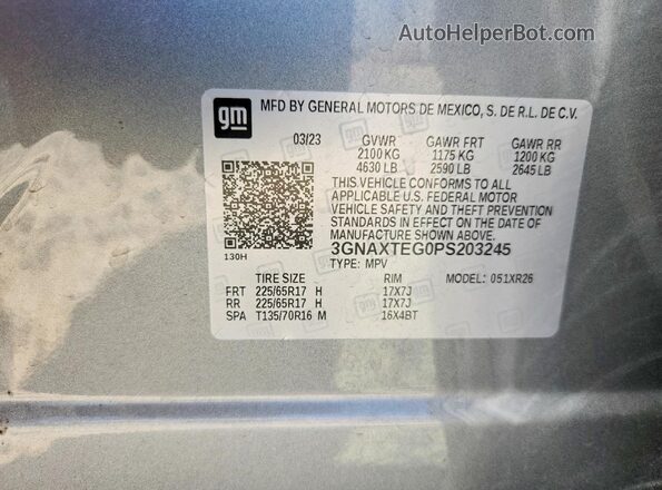 3GNAXTEG0PS203245 2023 CHEVROLET EQUINOX Charcoal VIN sticker view