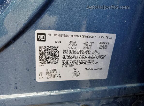 3GNAXTEG0SL233932 2025 CHEVROLET EQUINOX Blue Սալոնի 360 աստիճան տեսք
