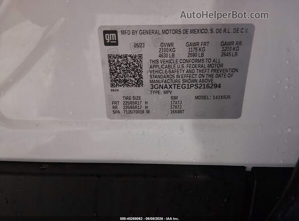 3GNAXTEG1PS216294 2023 CHEVROLET EQUINOX White ძრავის განყოფილების ხედი