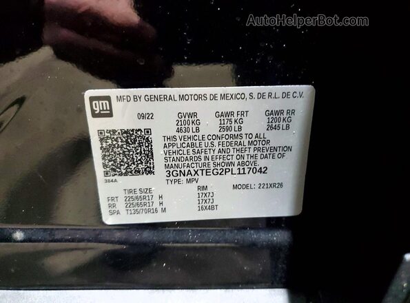 3GNAXTEG2PL117042 2023 CHEVROLET EQUINOX Black 