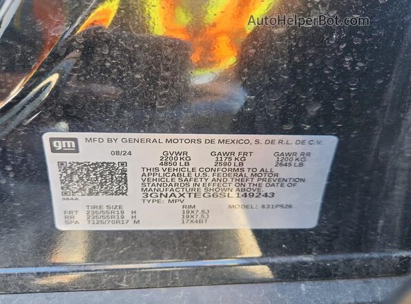 3GNAXTEG6SL149243 2025 CHEVROLET EQUINOX Black VIN sticker view