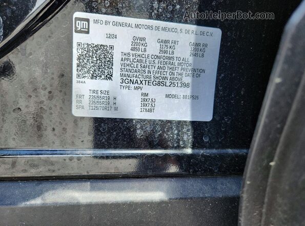 3GNAXTEG8SL251398 2025 CHEVROLET EQUINOX Black Widok komory silnika