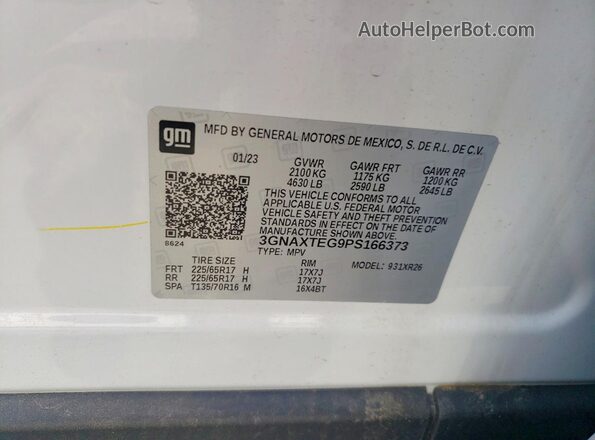 3GNAXTEG9PS166373 2023 CHEVROLET EQUINOX White Սալոնի 360 աստիճան տեսք