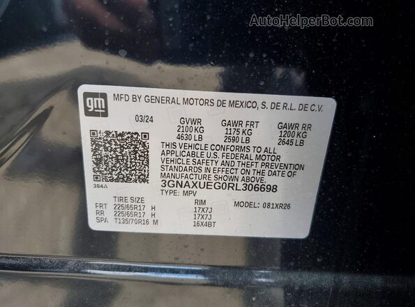 3GNAXUEG0RL306698 2024 CHEVROLET EQUINOX Black Панорамний вид салону 360°