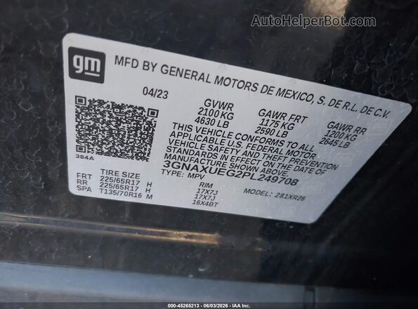 3GNAXUEG2PL249708 2023 CHEVROLET EQUINOX Black 