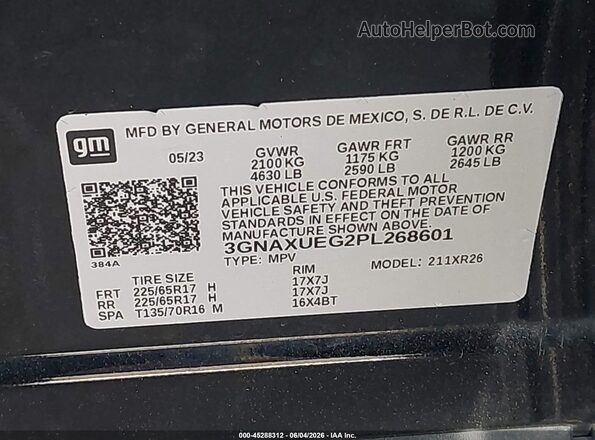 3GNAXUEG2PL268601 2023 CHEVROLET EQUINOX Black ძრავის განყოფილების ხედი