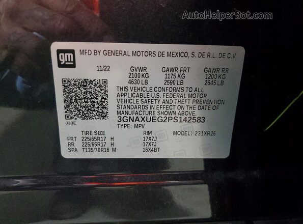 3GNAXUEG2PS142583 2023 CHEVROLET EQUINOX Серый Вид подкапотного пространства