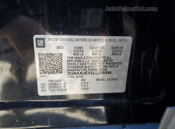 3GNAXUEV1LL285544 2020 CHEVROLET EQUINOX Black სალონის 360-გრადუსიანი ხედი