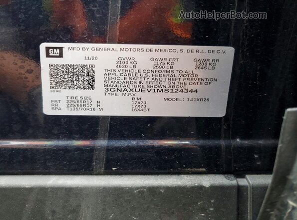3GNAXUEV1MS124344 2021 CHEVROLET EQUINOX Black Widok wnętrza 360 stopni