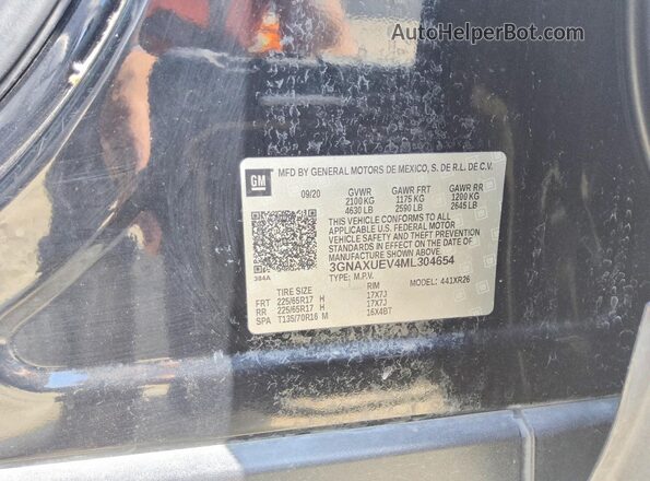 3GNAXUEV4ML304654 2021 CHEVROLET EQUINOX Black Вид наклейки з VIN-кодом