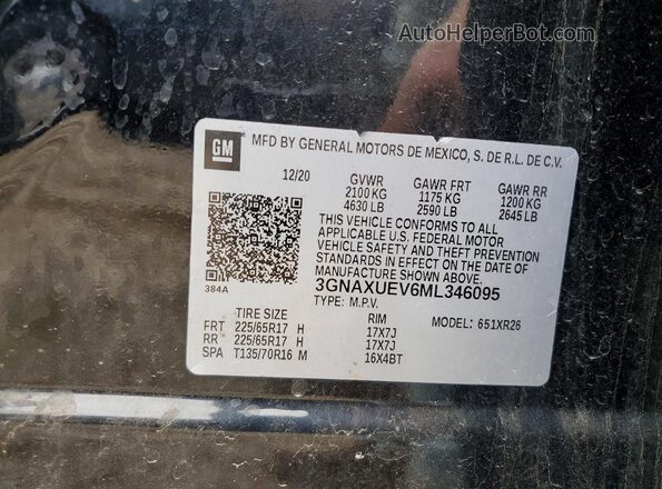 3GNAXUEV6ML346095 2021 CHEVROLET EQUINOX Black Widok naklejki z numerem VIN